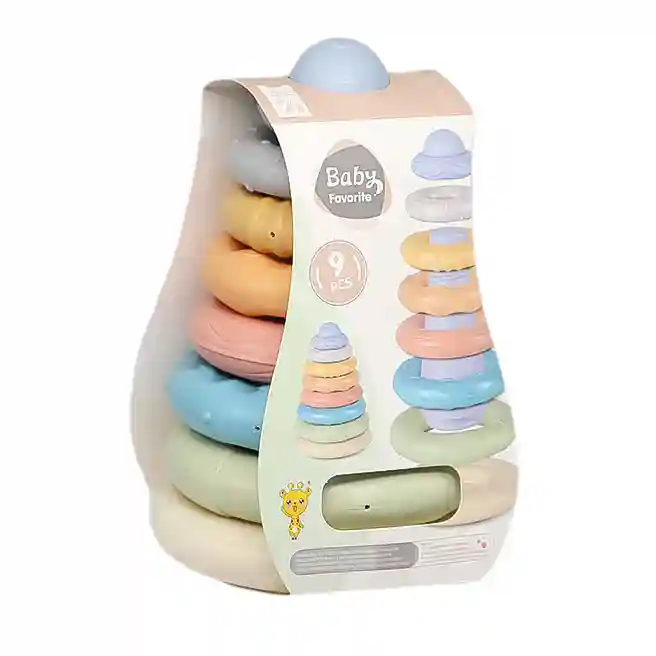 Jucărie piramidă cu inele multicolore 9 buc, cod 1041D