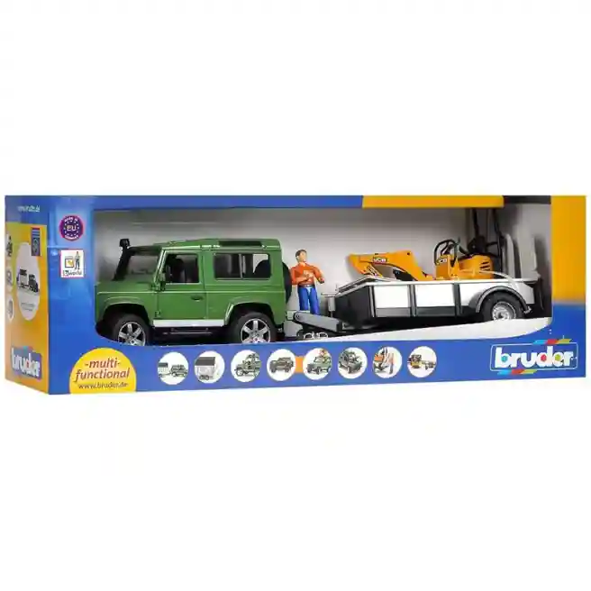 Mașină Land Rover Defender cu remorcă și excavator, cod 43247