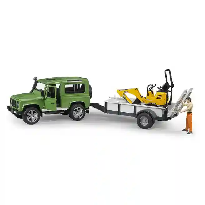 Mașină Land Rover Defender cu remorcă și excavator, cod 43247