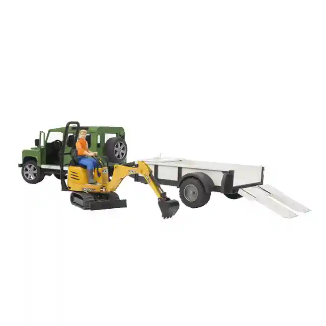 Mașină Land Rover Defender cu remorcă și excavator, cod 43247