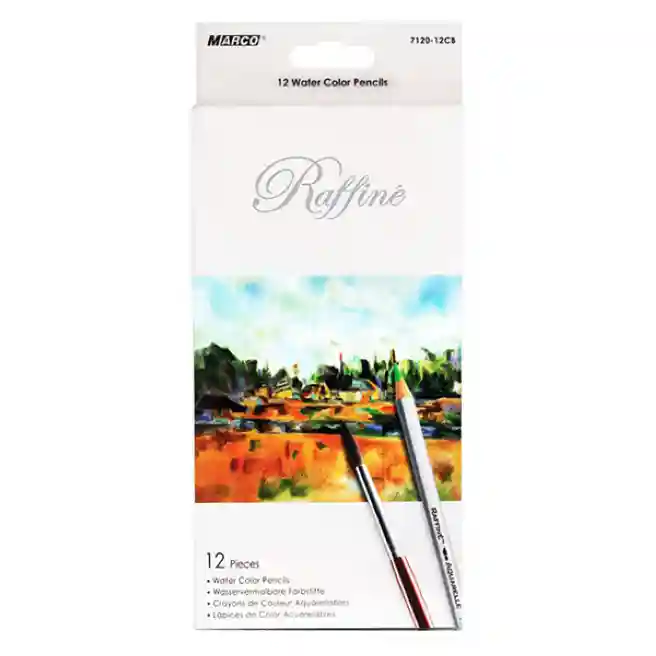 Creioane MARCO Raffine, acuarelă, 12 culori + pensulă, 7120-12CB