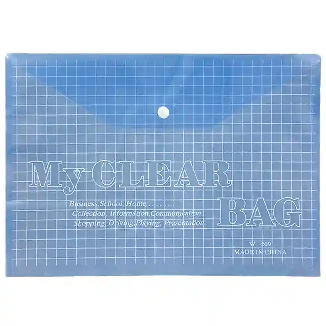 Mapă-plic A4 cu buton My Clear Bag, albastră