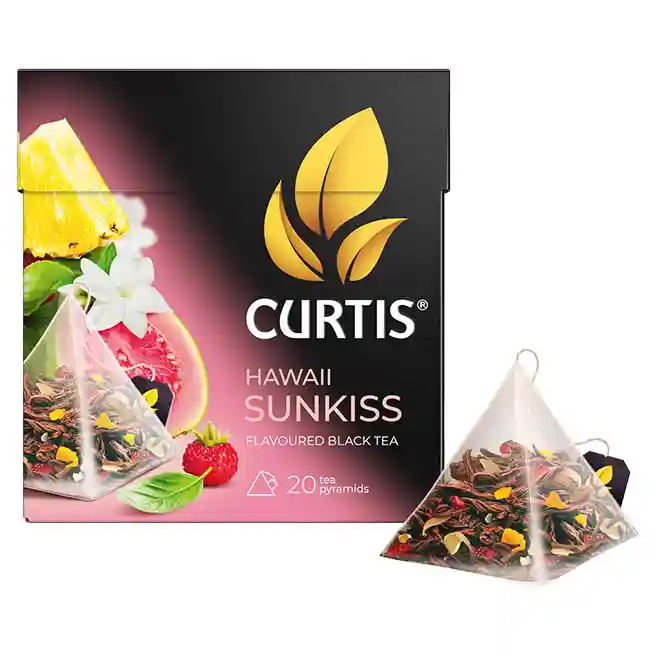 Чай Curtis Havai Sunkiss 20 пирамид, с ароматом гуавы, земляникой, ананасом и базиликом