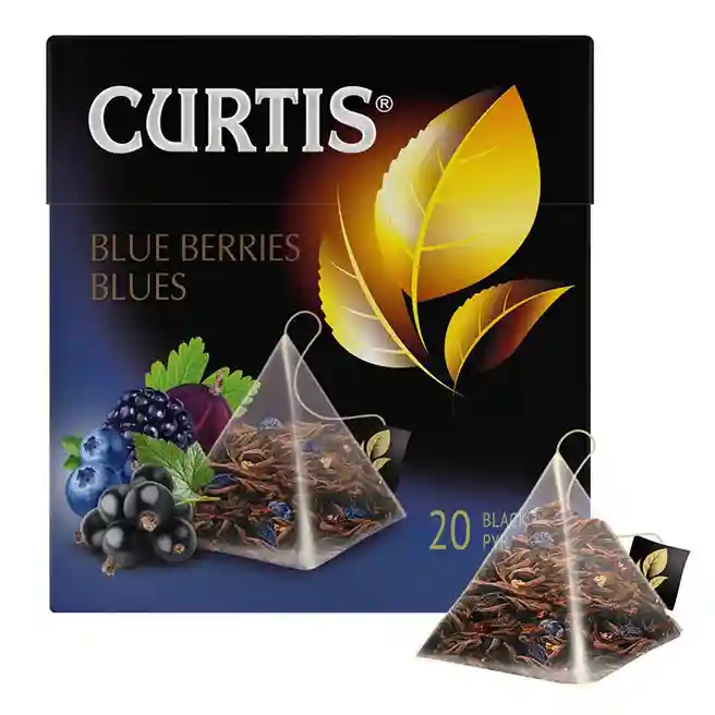 Чай Curtis Blue Berries Blues 20 пирамид, чёрный чай с чёрной смородиной, ежевикой, черникой и лепестками цветов