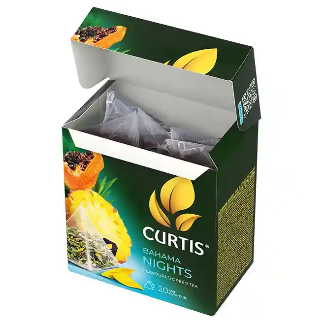 Чай Curtis Bahama Nights 20 пирамид (Зеленый чай с кусочками ананаса, насыщенным ароматом тропических фруктов)