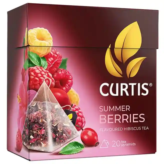 Чай Curtis Summer Berries 20 пирамид (Чайный напиток ярко-красного цвета с тонким ароматом малины, выраженной кислинкой гибискуса)