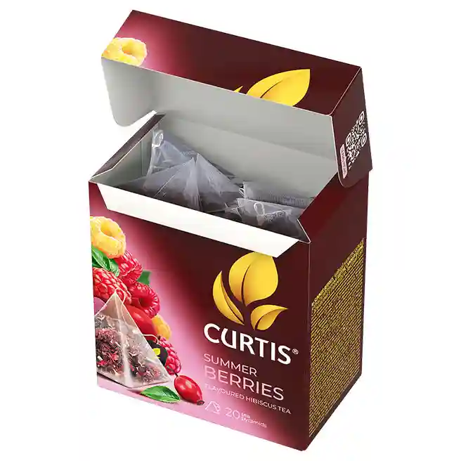 Чай Curtis Summer Berries 20 пирамид (Чайный напиток ярко-красного цвета с тонким ароматом малины, выраженной кислинкой гибискуса)