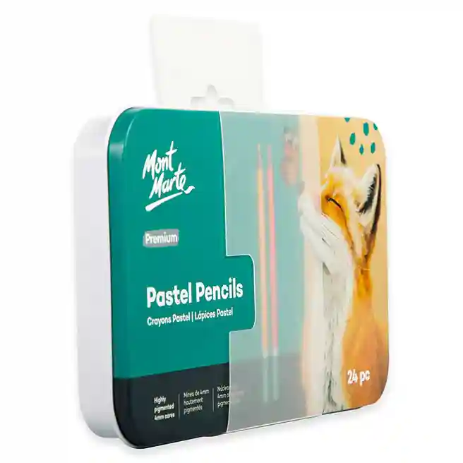 Set creioane pastel, 24 buc., în penar metalic