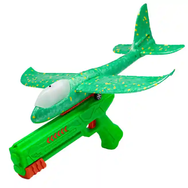 Avion planor cu pistol și lumini, verde, cod 177040