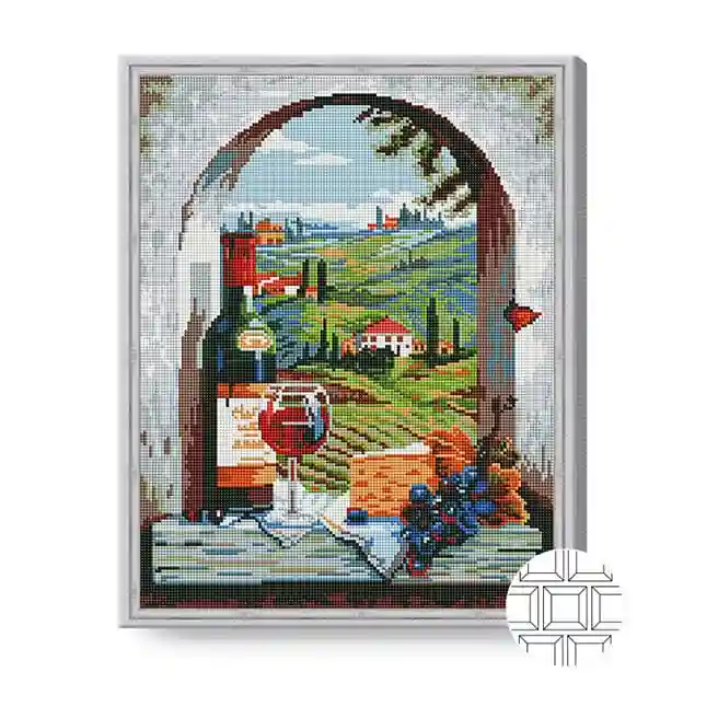 Vin în Toscana, 40x50 cm, mozaic cu diamante pătrate