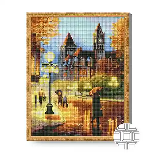 Seară de toamnă, 40x50 cm, mozaic cu diamante pătrate