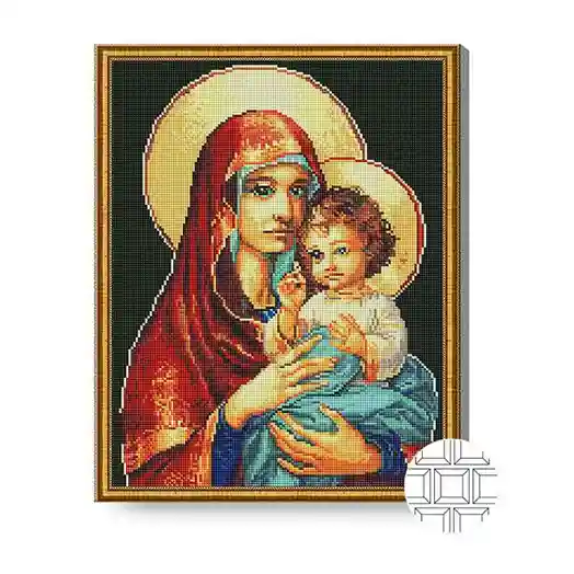 Мадонна с Иисусом, 40x50 см, алмазная мозаика квадратная