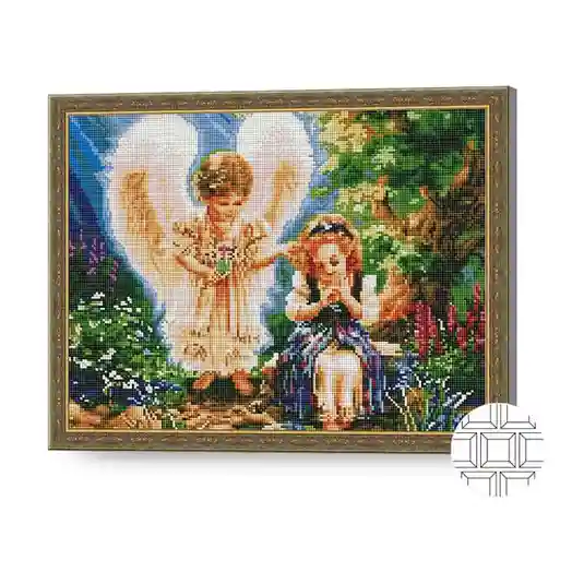 O fetiță și un Înger, 40x50 cm, mozaic cu diamante pătrate