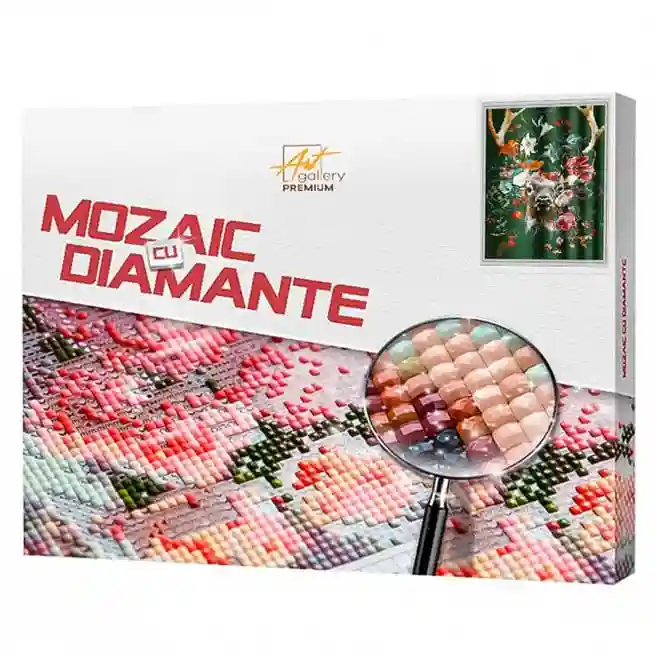 Олень в цветах, 40x50 см, алмазная мозаика квадратная