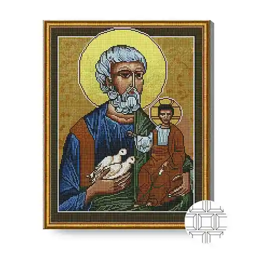Iosif cu Isus, 40x50 cm, mozaic cu diamante pătrate