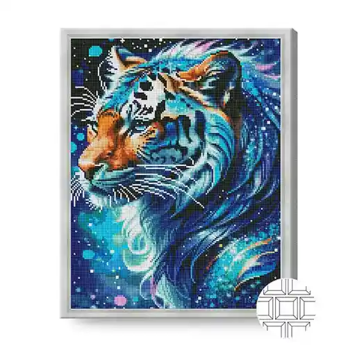 Космический тигр, 40x50 см, алмазная мозаика квадратная