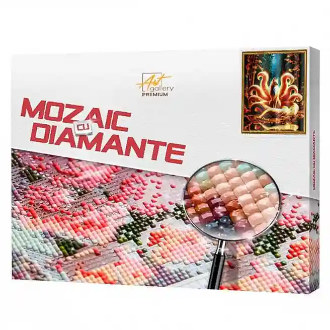 Vulpea cu nouă cozi, 40x50 cm, mozaic cu diamante pătrate