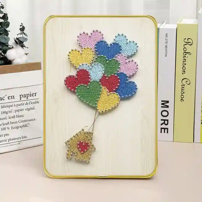 Set pentru creație String Art "Căsuță cu baloane-inimi", 21x30 cm