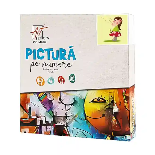 Zână pe ciupercă, 20x20 cm, pictură pe numere
