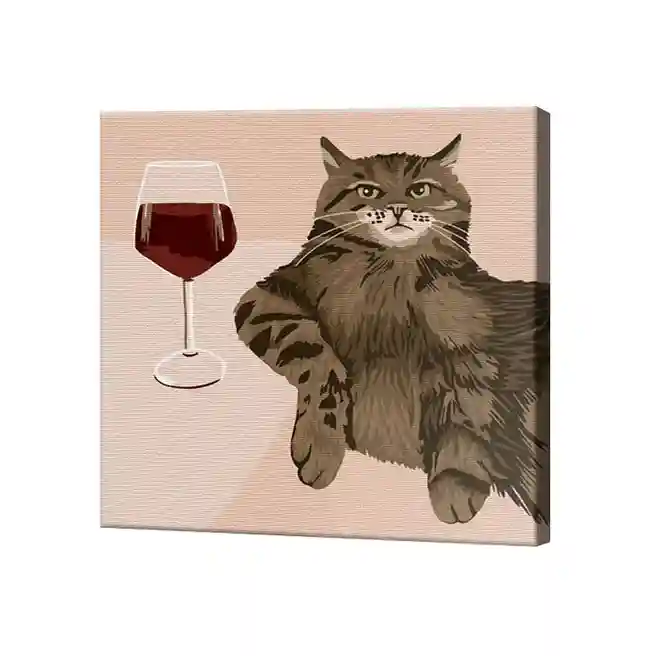 Уставший котик, 20x20 см, картина по номерам