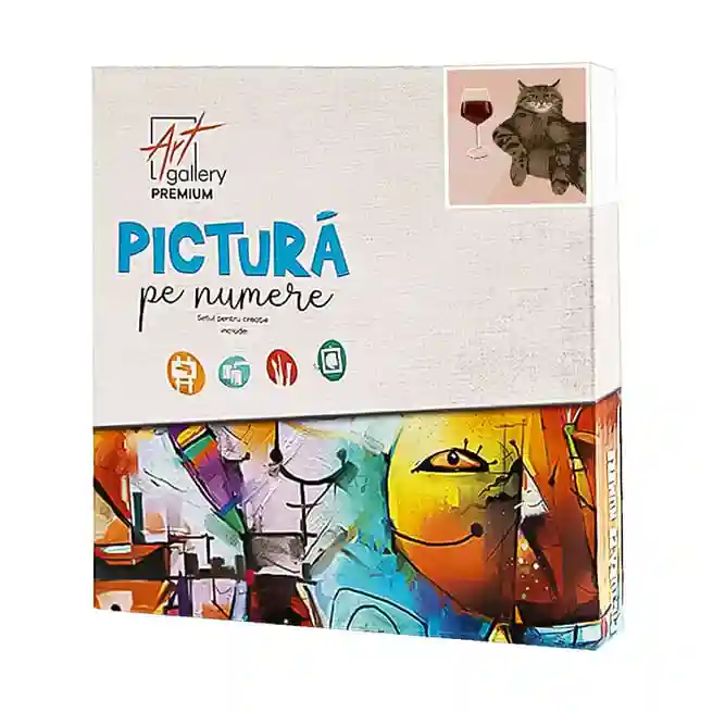 Уставший котик, 20x20 см, картина по номерам