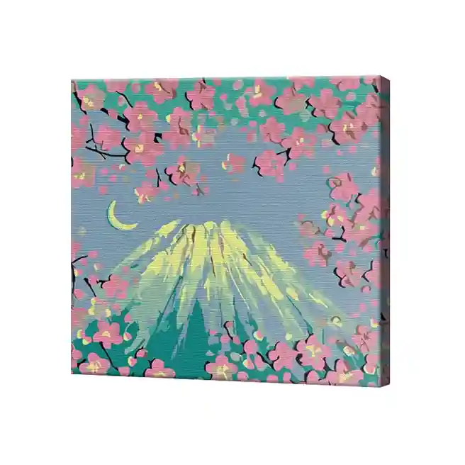 Munte printre flori, 20x20 cm, pictură pe numere
