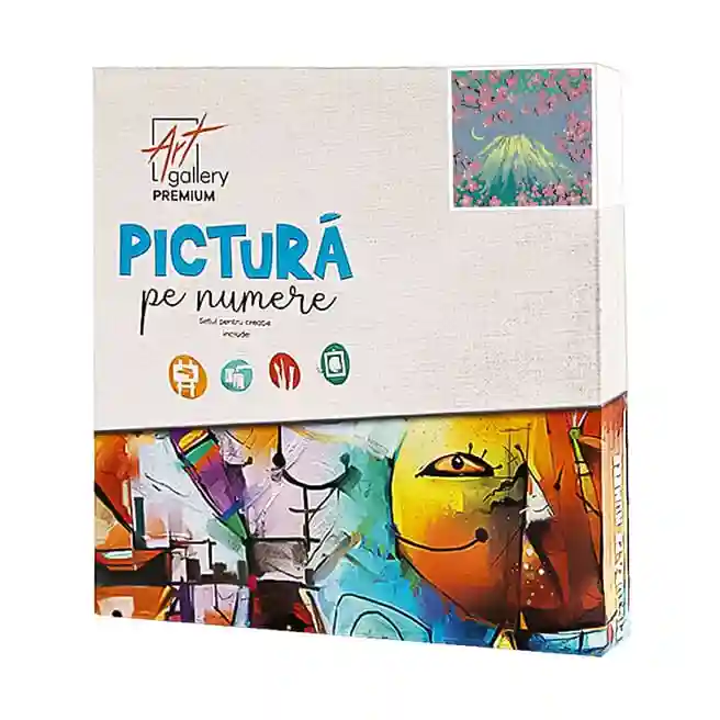 Munte printre flori, 20x20 cm, pictură pe numere