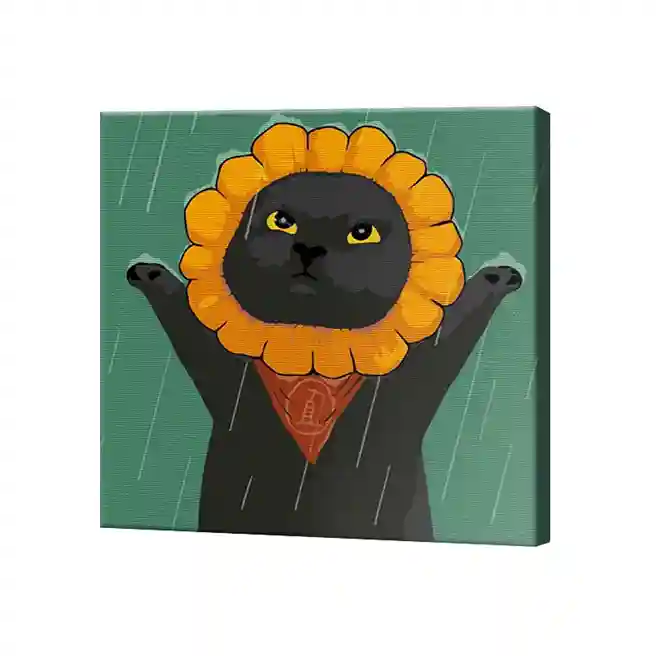 Котик-цветочек, 20x20 см, картина по номерам