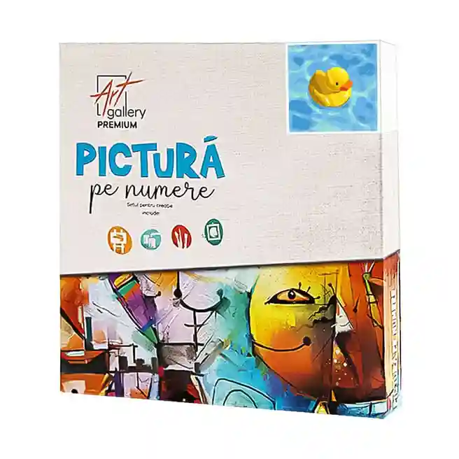 Резиновая уточка, 20x20 см, картина по номерам