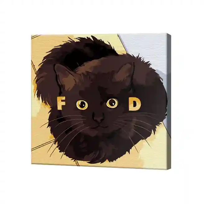 Голодный котик, 20x20 см, картина по номерам