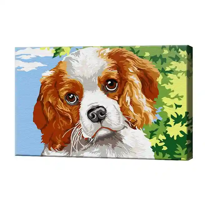Cățeluș Spaniel, 20x30 cm, pictură pe numere