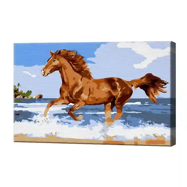 Конь на берегу моря, 20x30 см, картина по номерам