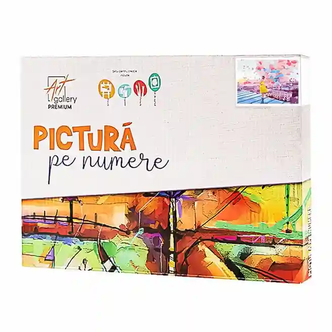Девушка с шариками на крыше, 20x30 см, картина по номерам