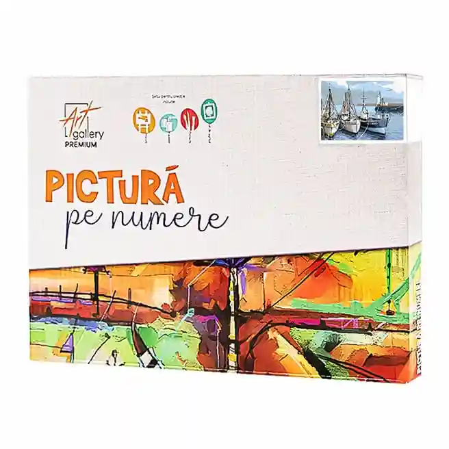 Iahturi la debarcader, 20x30 cm, pictură pe numere