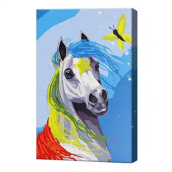Конь и бабочка, 20x30 см, картина по номерам