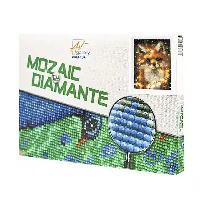 Vulpe printre luminițe, 20x30 cm, mozaic cu diamante