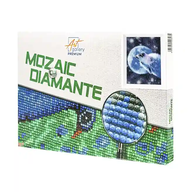 Urletul la luna, 20x30 cm, mozaic cu diamante