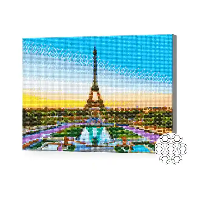 Turnul Eiffel la răsărit, 30x40 cm, mozaic cu diamante