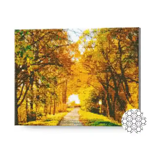 Drumul printre copaci, 40x50 cm, mozaic cu diamante