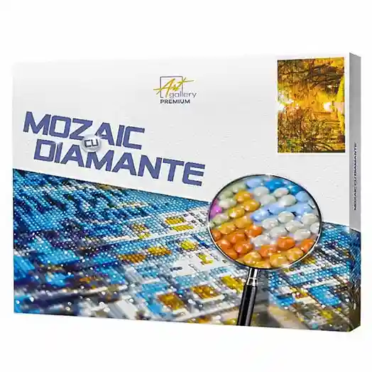 Drumul printre copaci, 40x50 cm, mozaic cu diamante