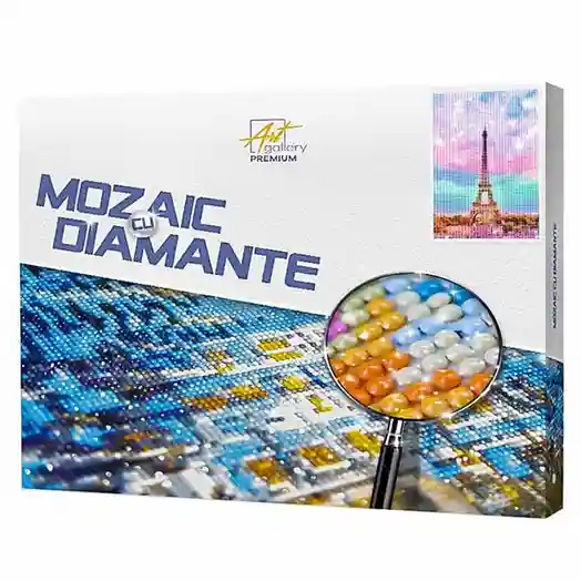 Doamnă de fier din Paris, 40x50 cm, mozaic cu diamante
