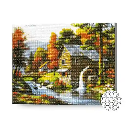 Домик в лесу, 40x50 см, алмазная мозаика