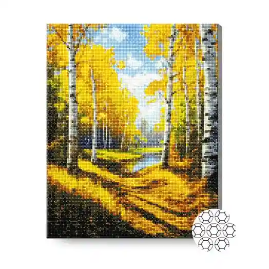 Dumbravă de mesteacăn, 40x50 cm, mozaic cu diamante