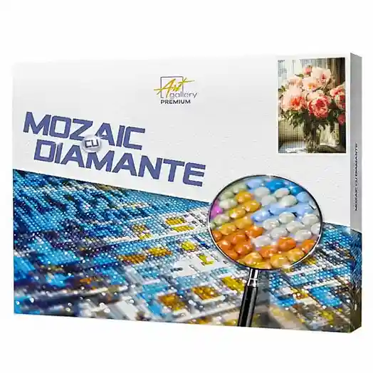 Buchet de bujori, 40x50 cm, mozaic cu diamante