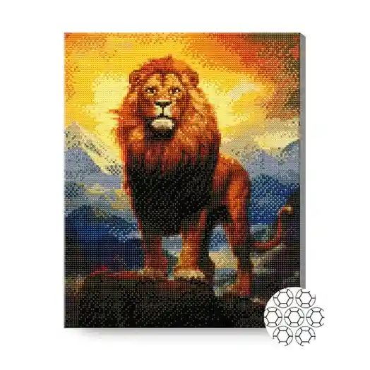 Leul regal, 40x50 cm, mozaic cu diamante