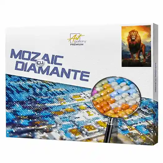 Leul regal, 40x50 cm, mozaic cu diamante