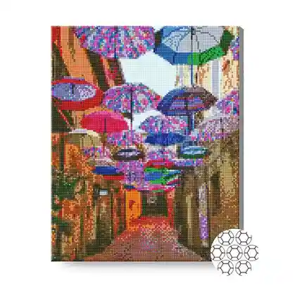 Umbrele multicolore, 40x50 cm, mozaic cu diamante