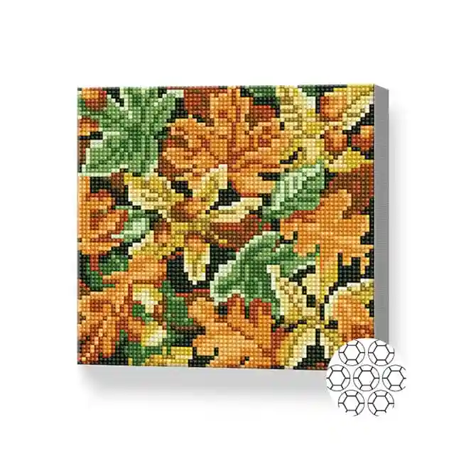 Frunze multicolore, 20x20 cm, mozaic cu diamante
