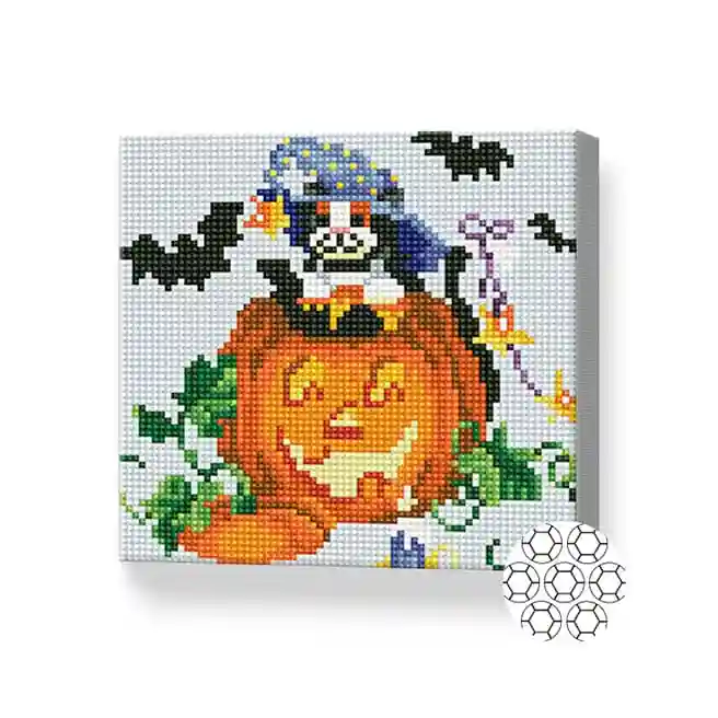Тыква на Хэллоуин, 20x20 см, алмазная мозаика