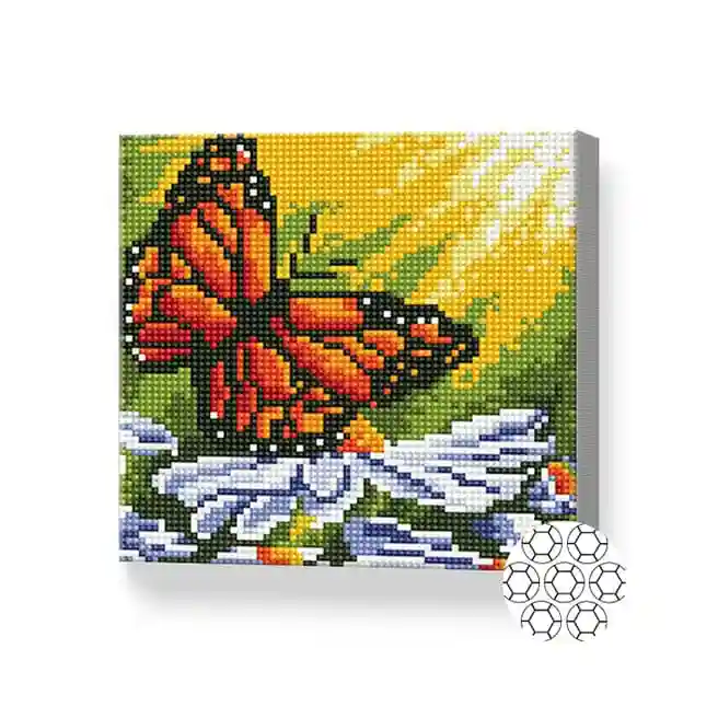 Fluture pe o floare, 20x20 cm, mozaic cu diamante